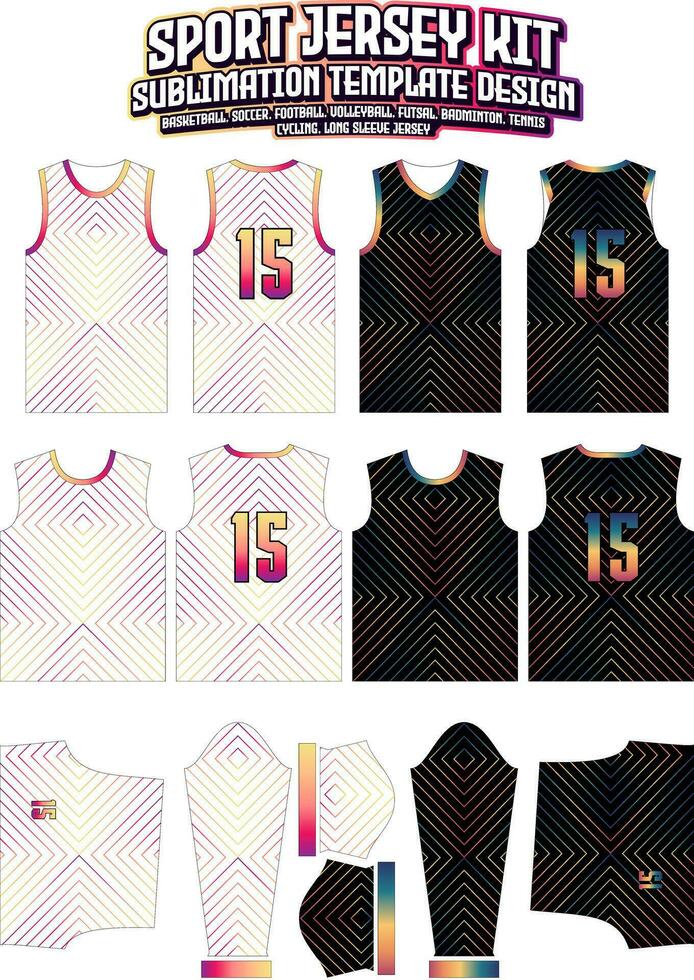 Geometric Lines Colorful Jersey Design Sportswear Layout Template vector