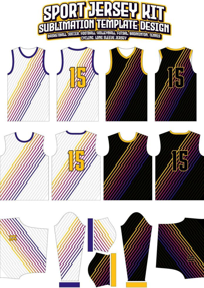 Yellow Diagonal Lines Jersey Design Sportswear Layout Template vector