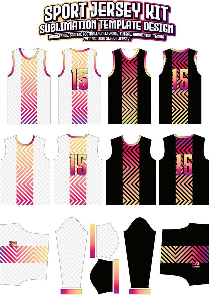 Squares Tiles Gradient Jersey Design Sportswear Layout Template vector