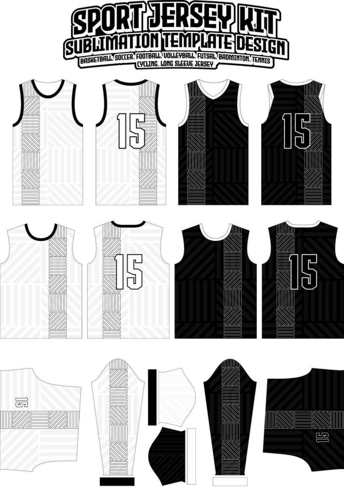 Geometric Lines Jersey Design Sportswear Layout Template vector