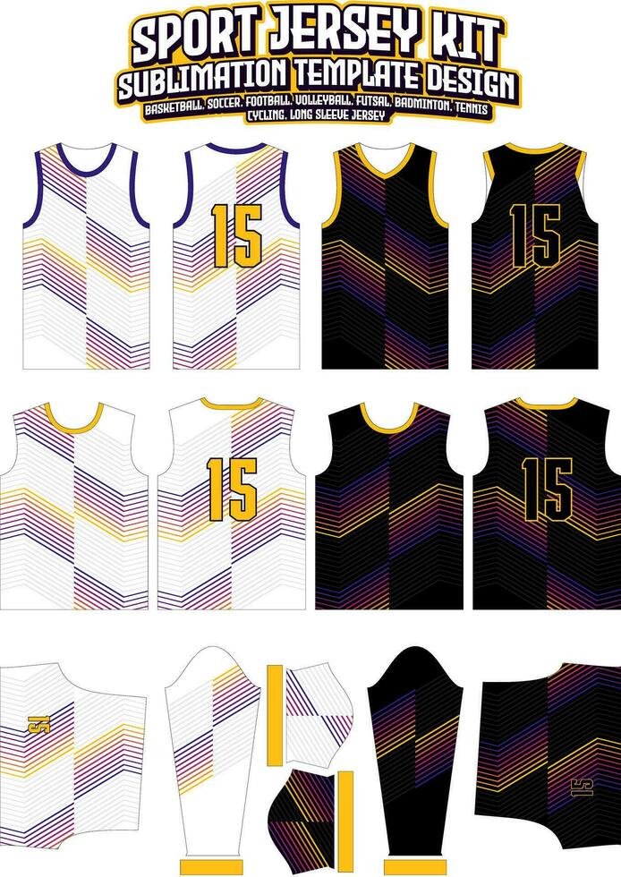 Colorful Lines Stripes Jersey Design Sportswear Layout Template vector