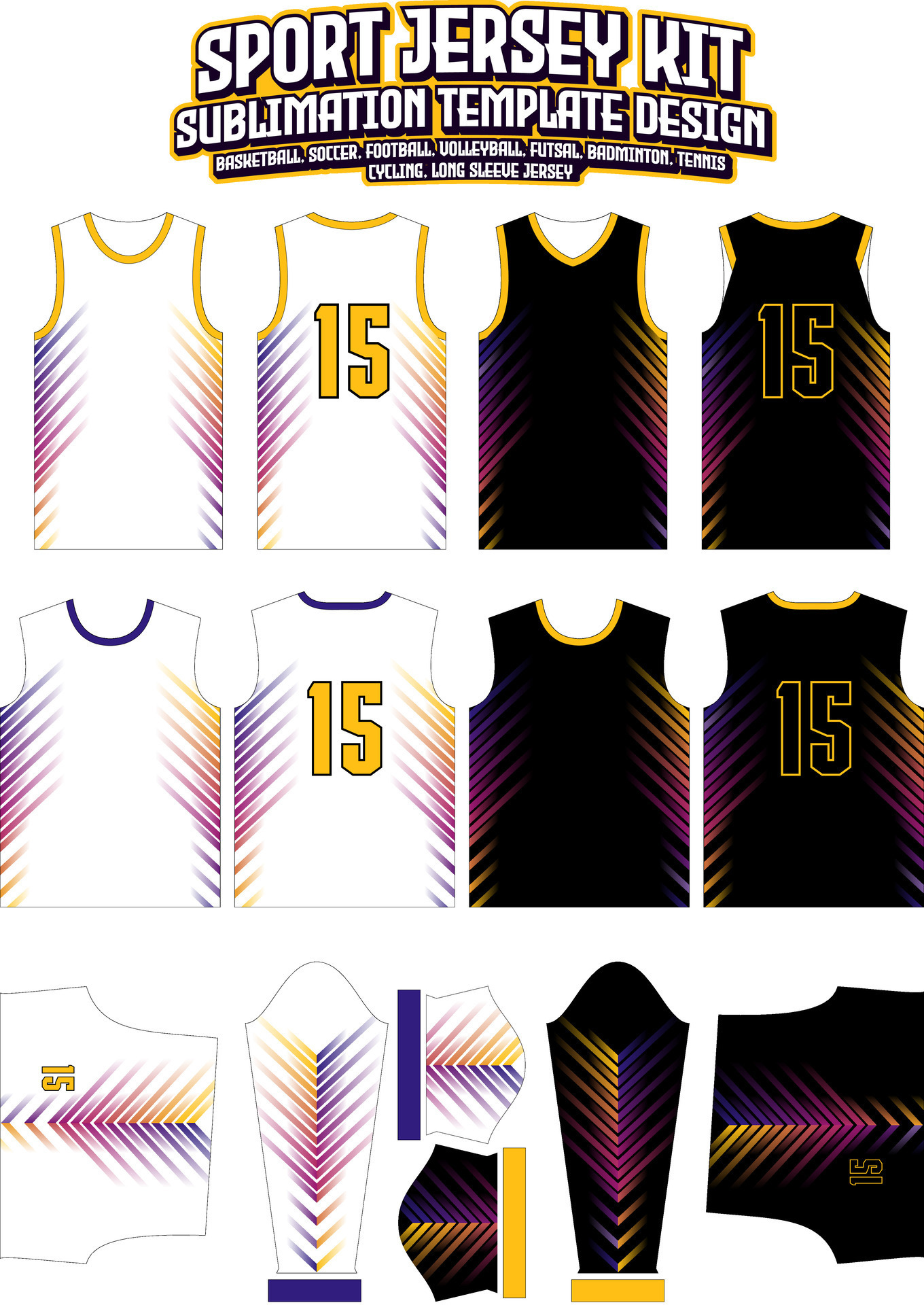 Colorful Arrow Side Jersey Design Sportswear Layout Template 28685722 ...