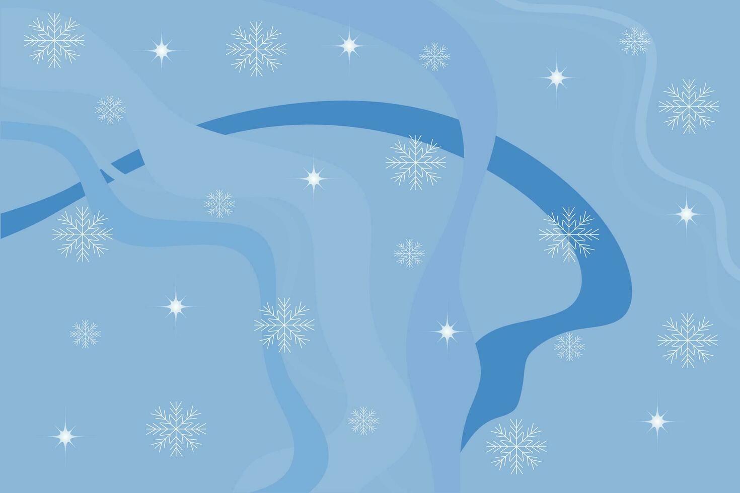 winter background with snowflakes, stars and ribbons vector