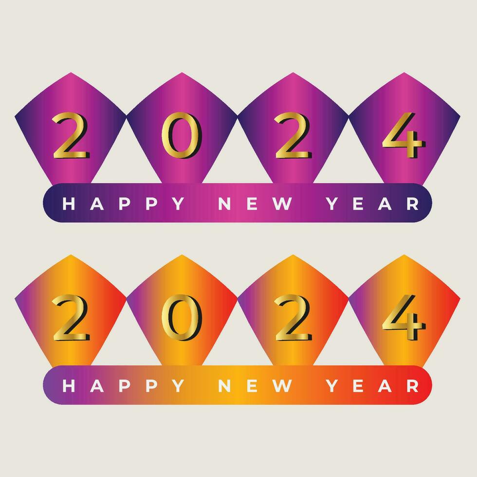 Free vector  happy new year 2024 text typography design set