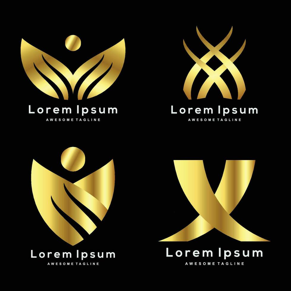 Free vector luxury golden logo collection
