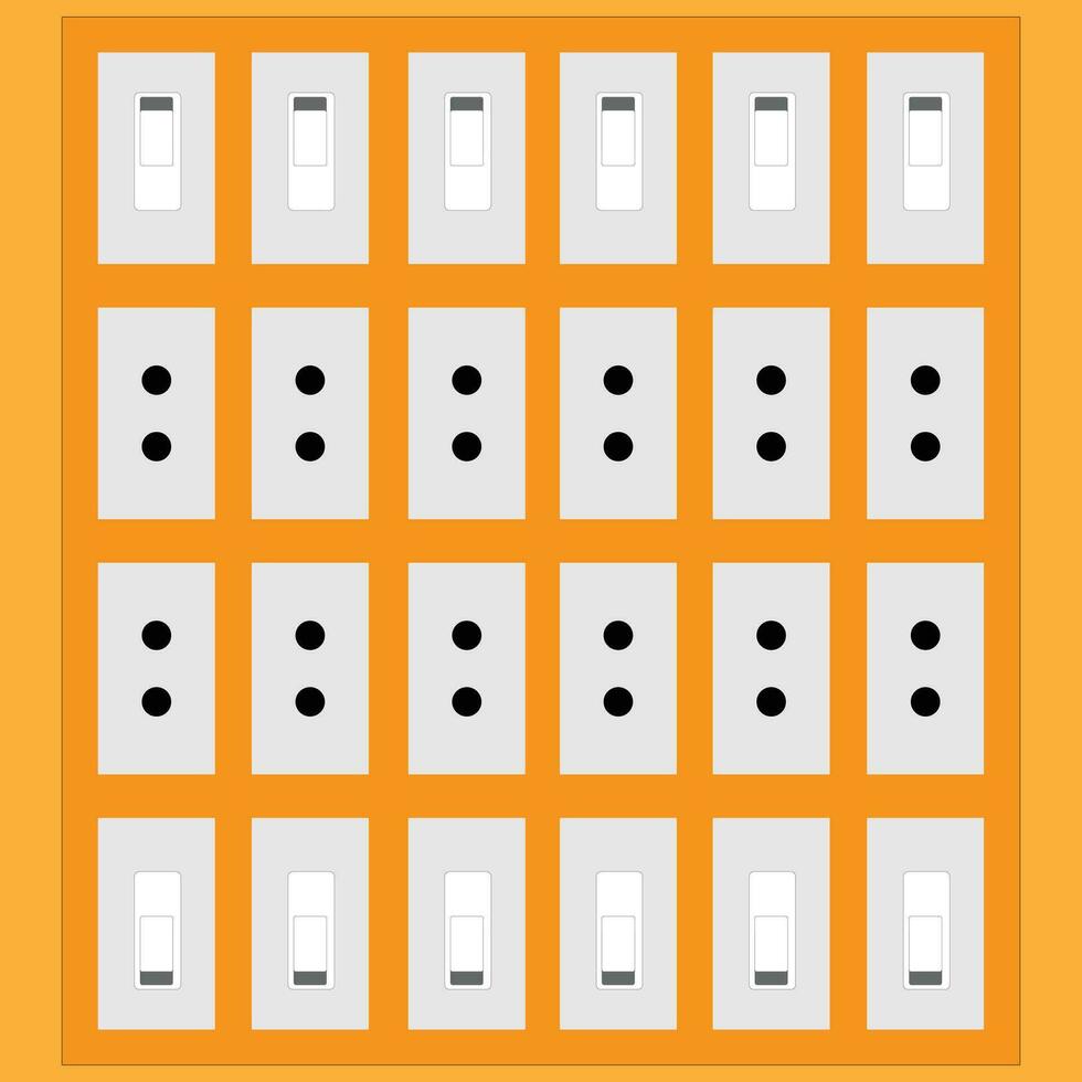Electric Board With Socket And Button, a grid of switches on an orange background vector