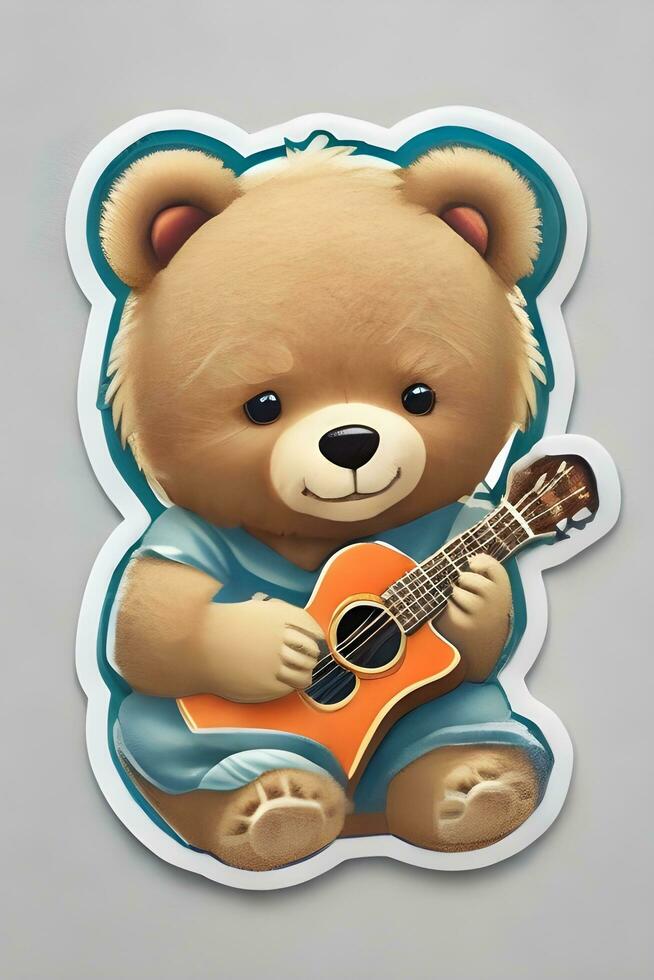 Baby teddy bear sticker ai generate photo