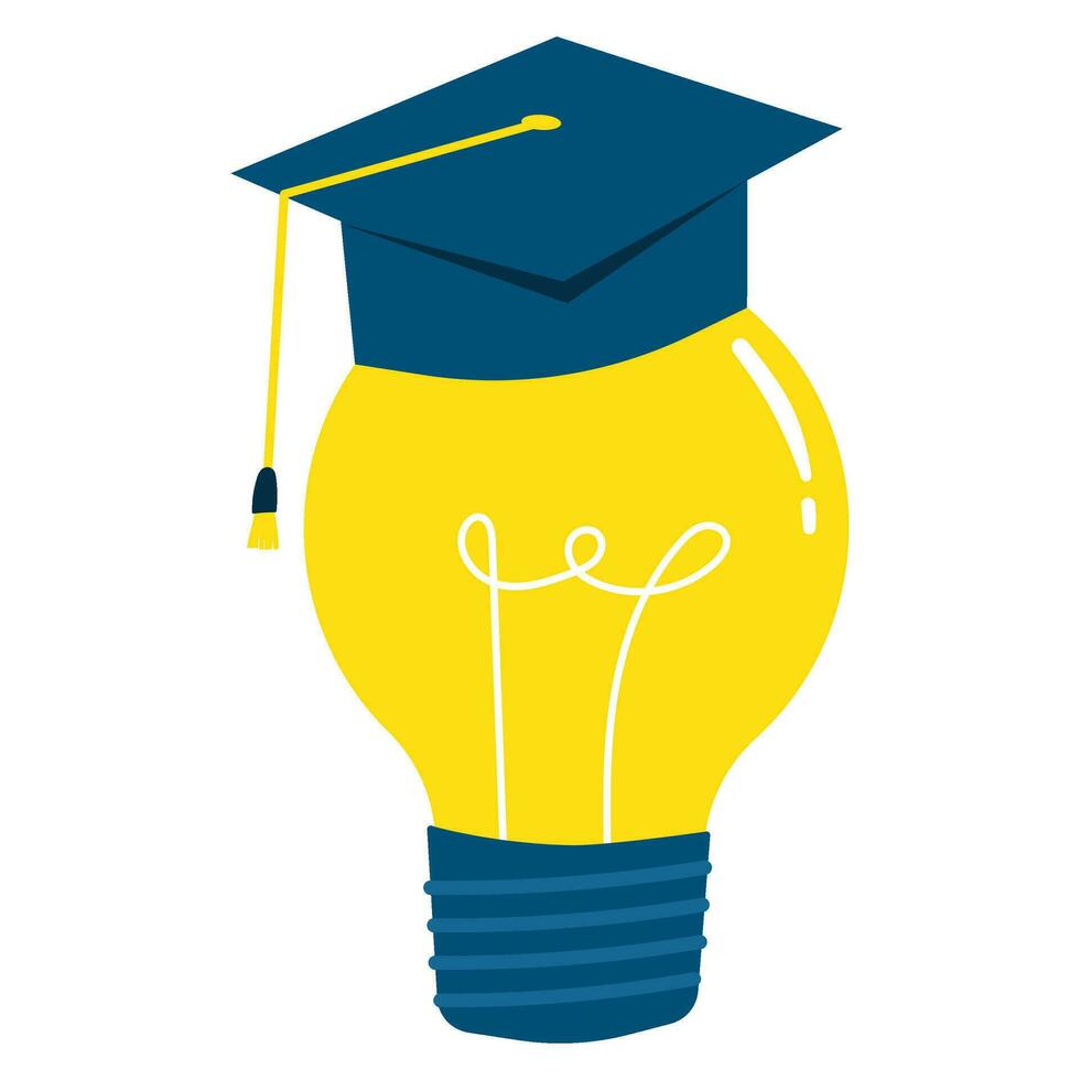 light bulb with academic cap vector