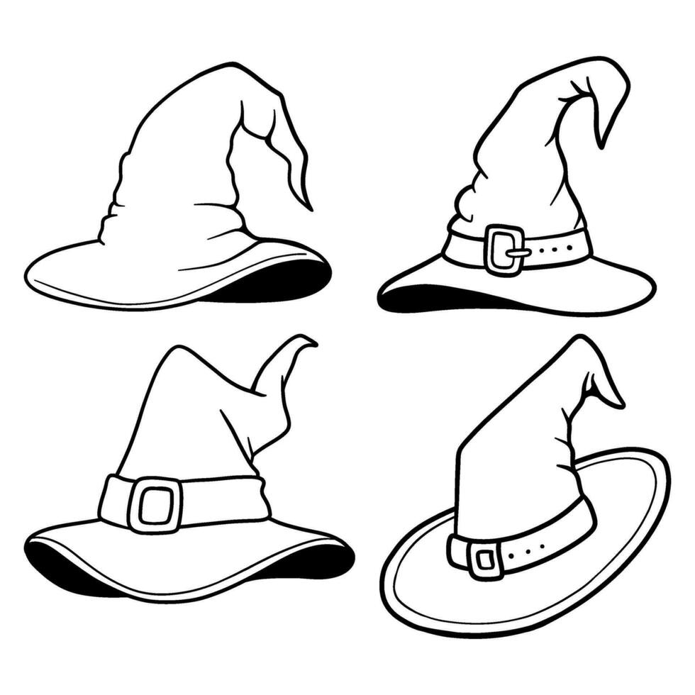 witch hat lineart vector illustration
