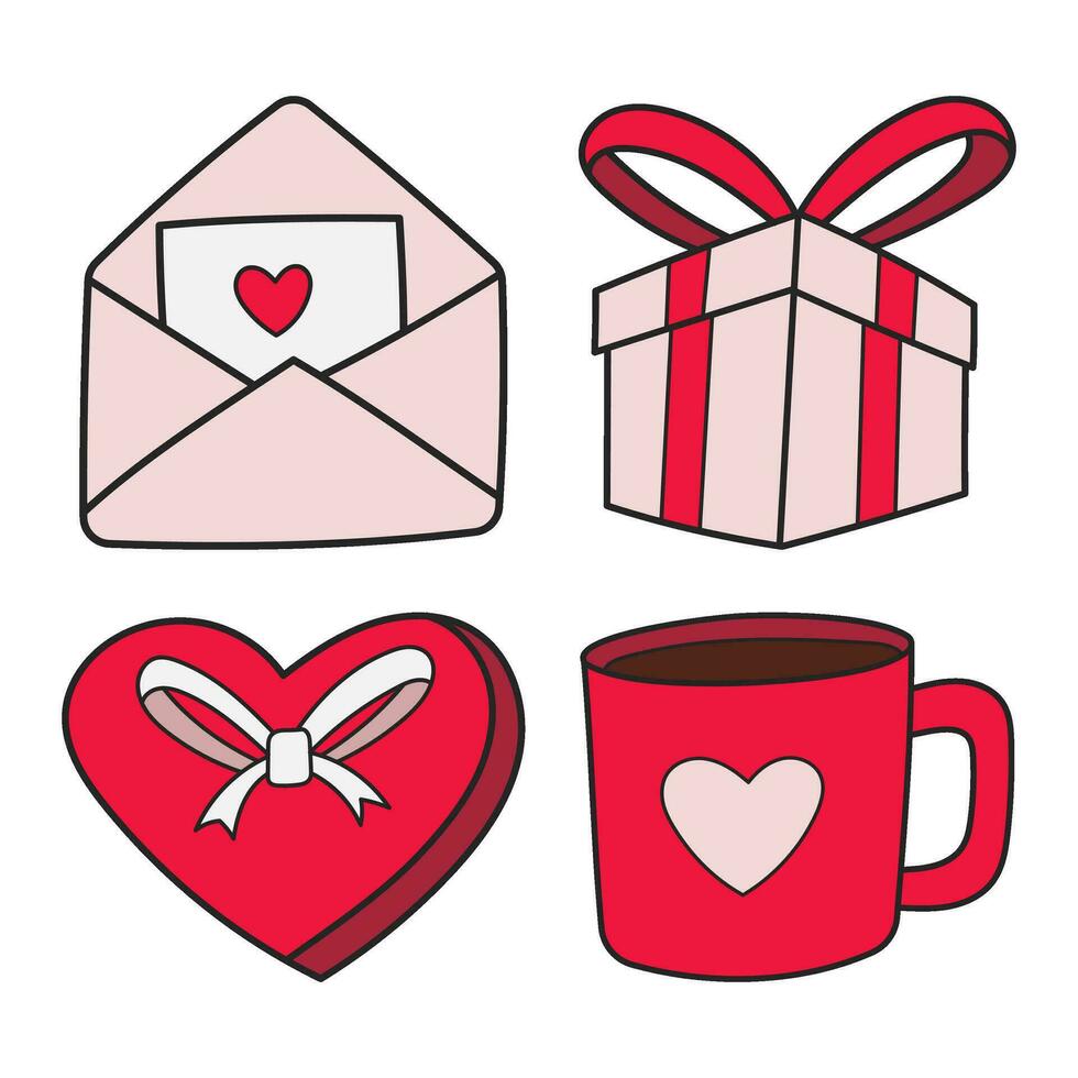 happy valentine vector illustration set