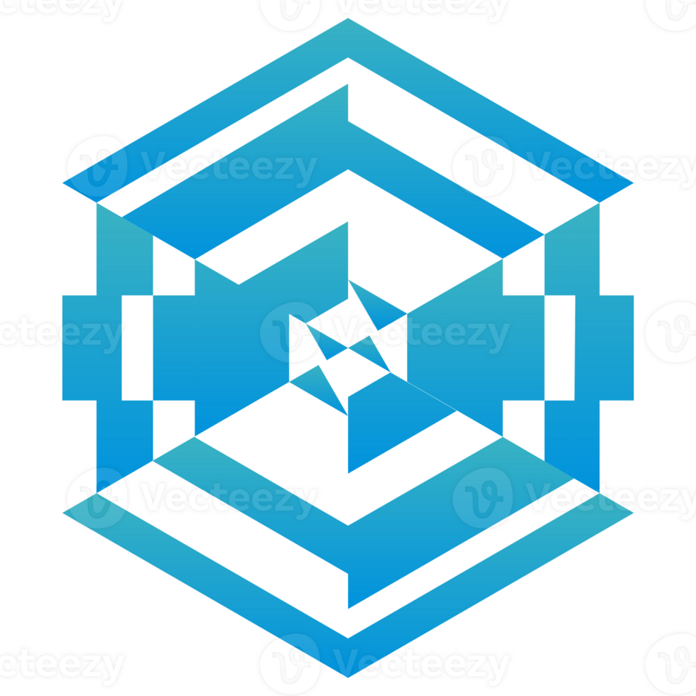 abstract hexagon shape icon in gradient blue png