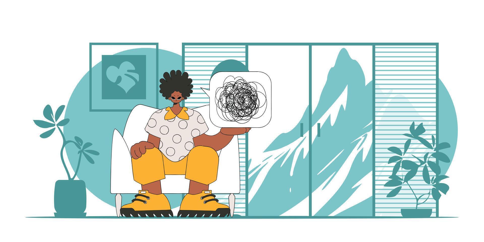 A person consumed by a sense of hopelessness and despair. The man shows that he is confused. vector