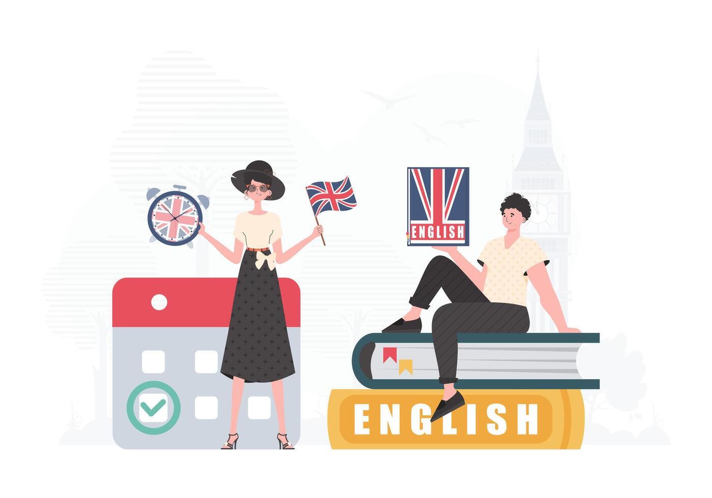 English language team. The concept of teaching English. trendy style. Vector illustration.