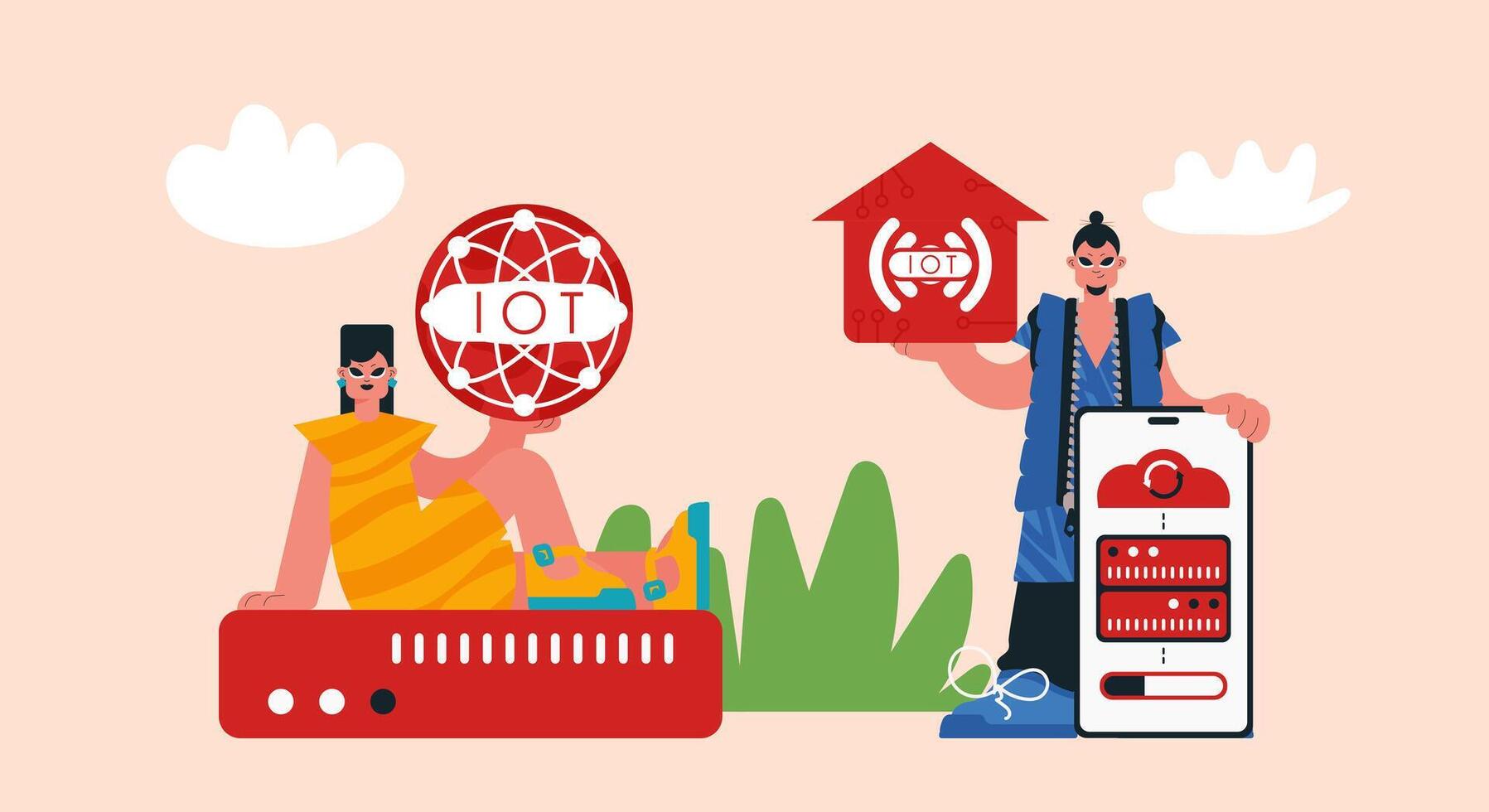 Representation of the IOT Development and Back Bunch, Locks in Solid Organize and Supporting Creative Headways for a More sharp Future. vector