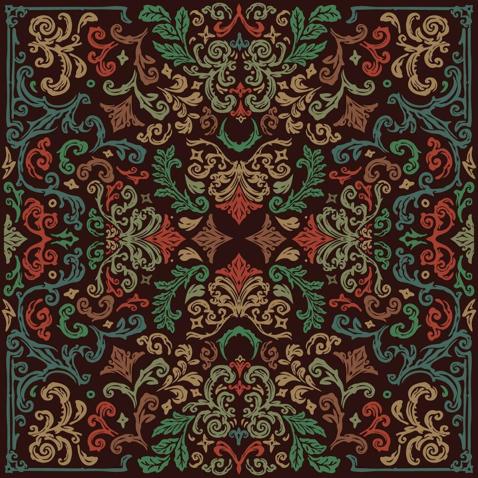 damask pattern bandana with abstract and vintage tapestry motifs, perfect for fabrics and decoration vector