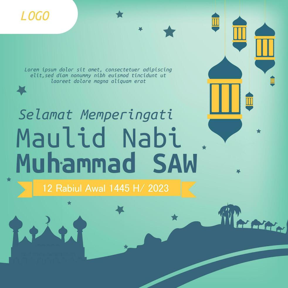 Maulid Nabi Muhammad social media banner template vector