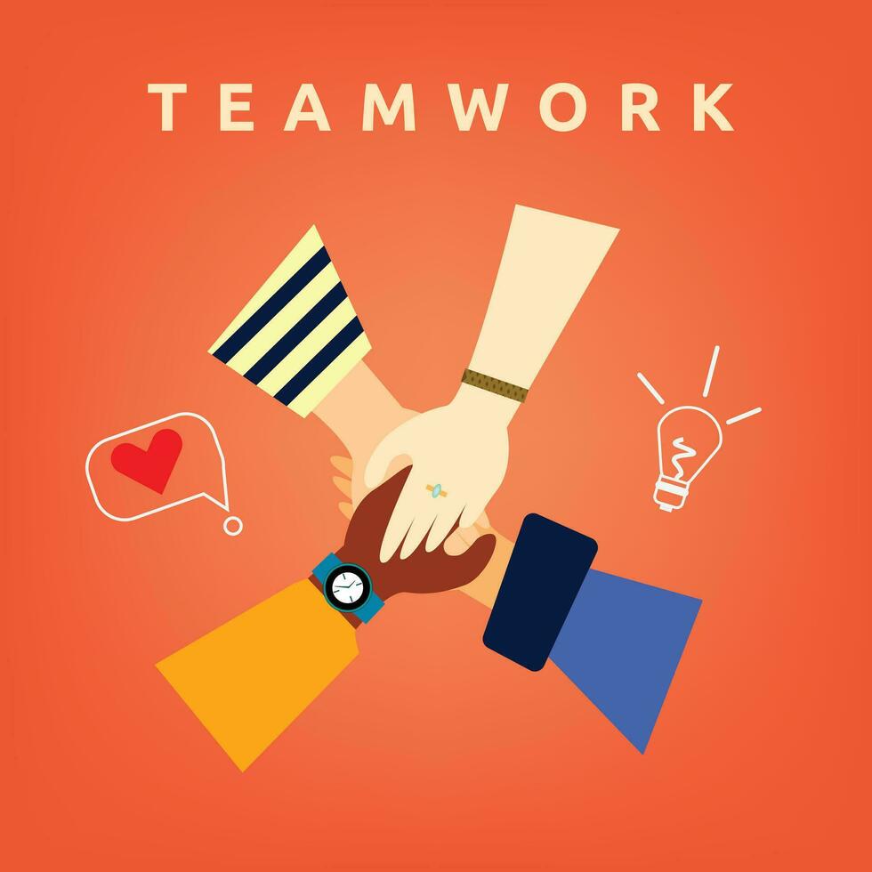 Pile of hands vector illustration. teamwork design concept
