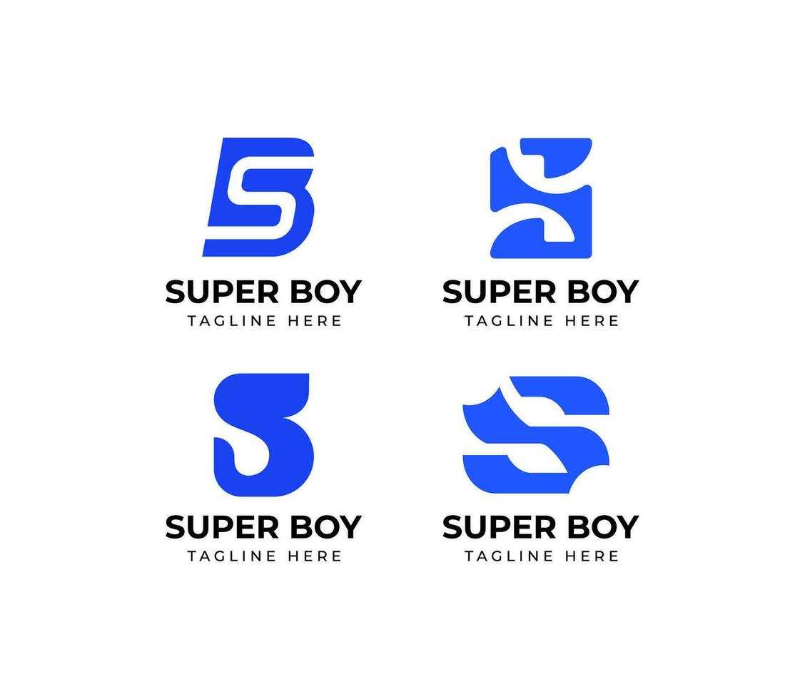Set of Letter SB or BS logo design template vector