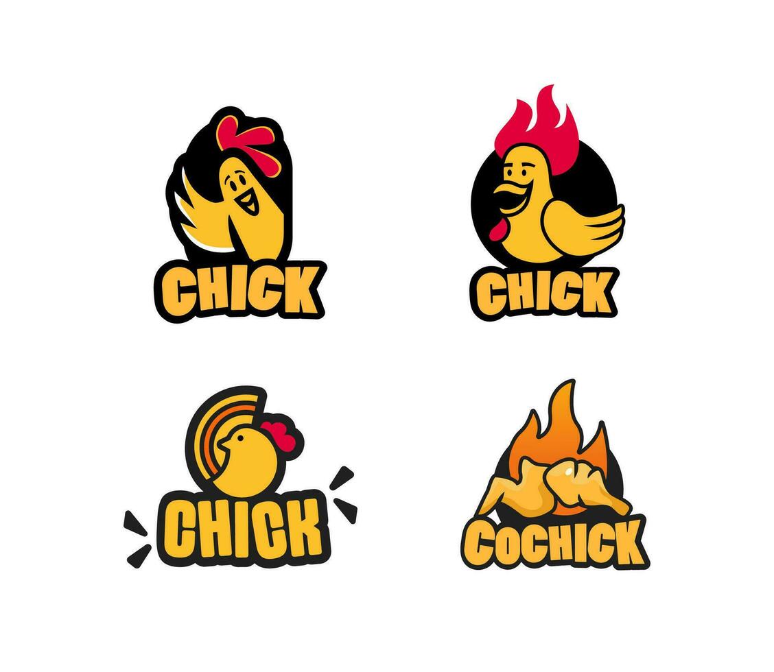 Set of chicken or  fried chicken logo design vector