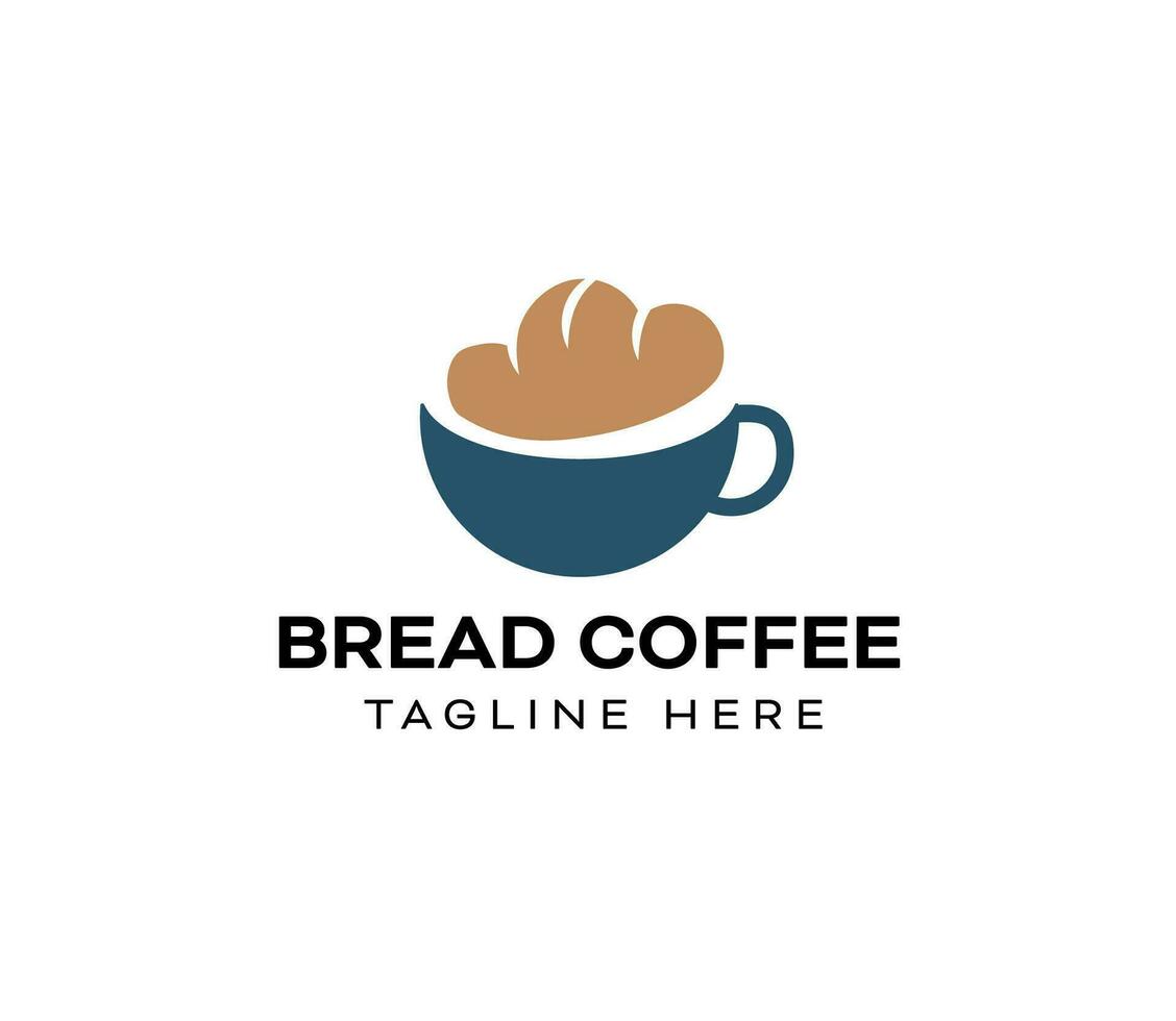 a cup of coffee and bake bread logo vector icon illustration design