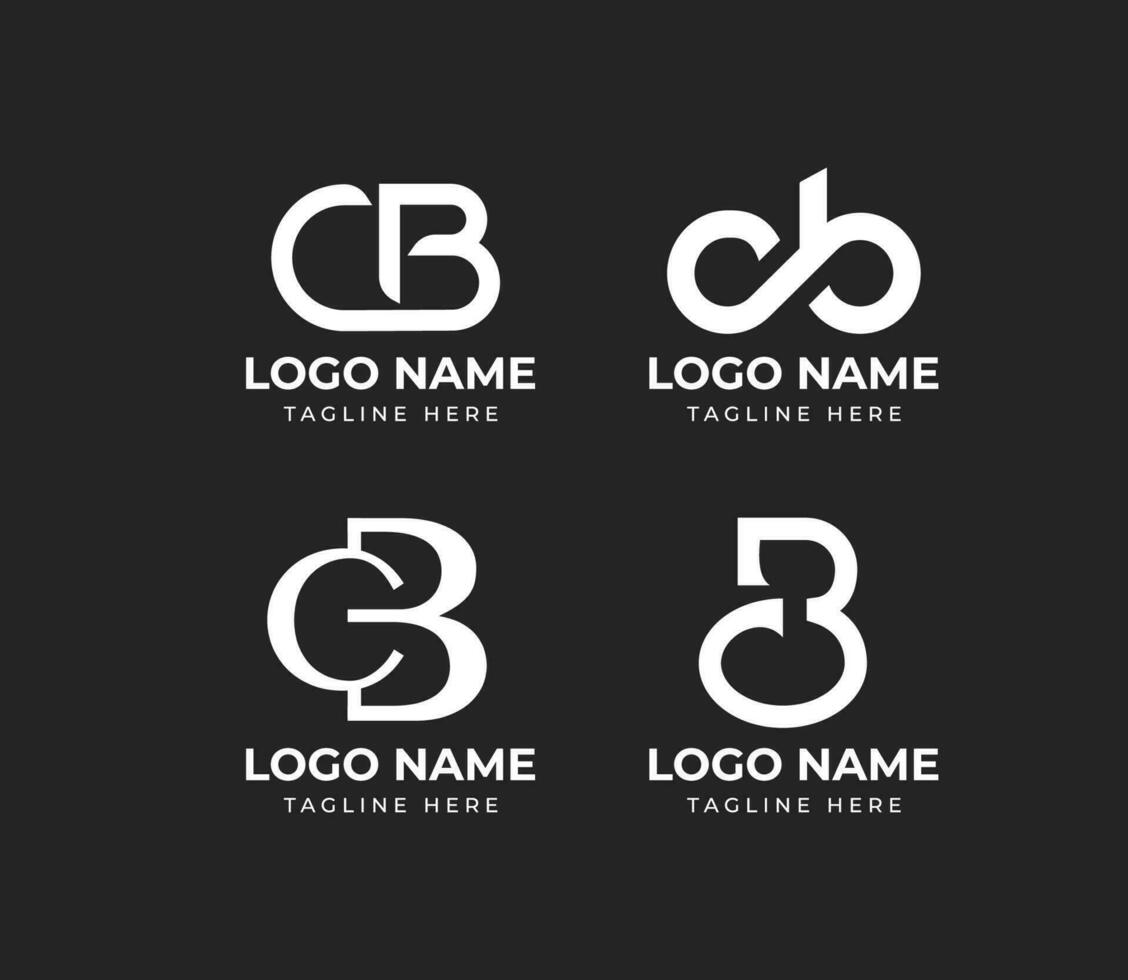 modern elegant monogram letter CB or BC logo design set vector