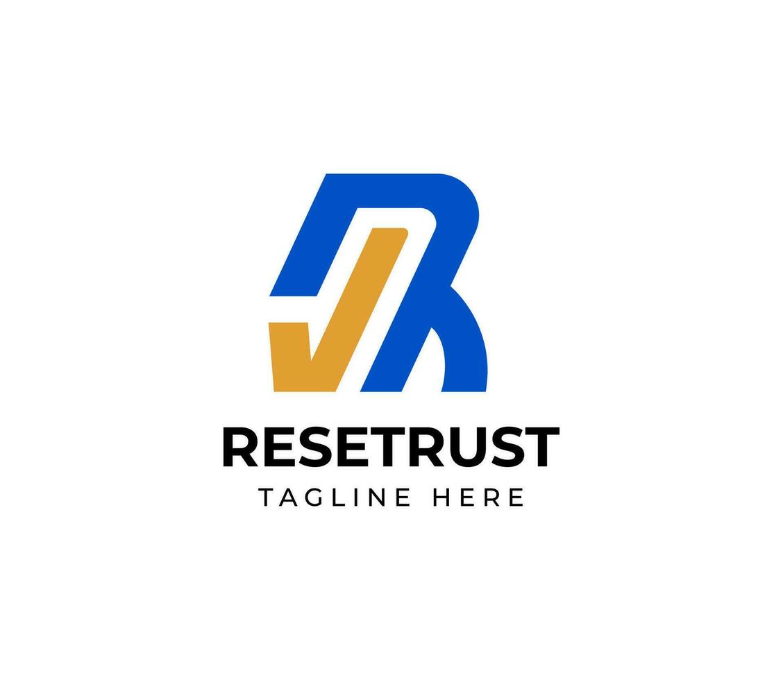 Modern minimalist letter r logo with checkmark vector