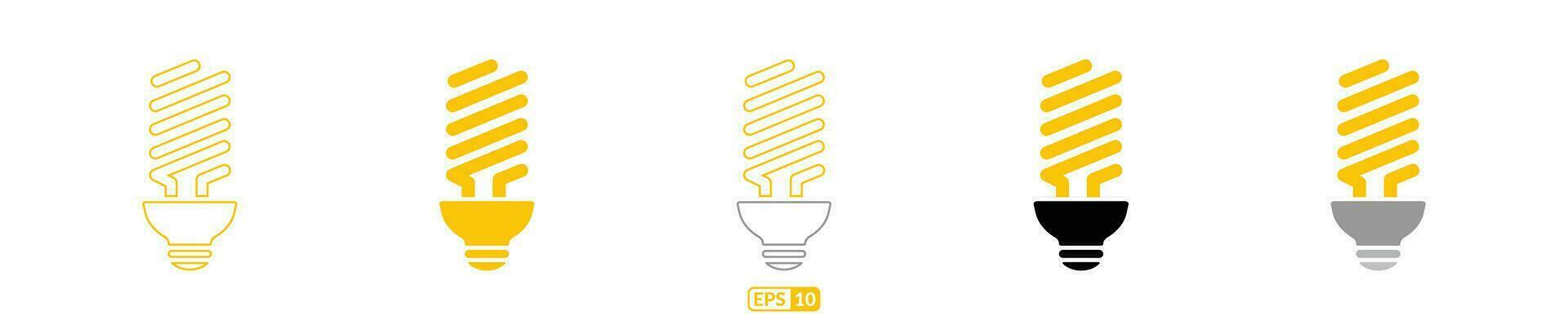 Led bulb color icon set vector