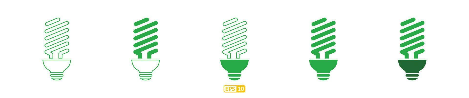 ecología verde LED bulbo icono conjunto eps10 vector