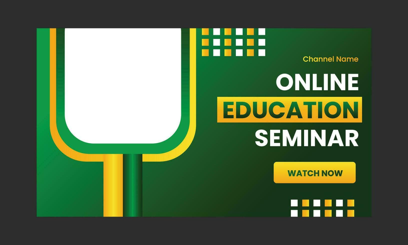 Online Education Seminar Video Thumbnail. Online Education Seminar Web Banner vector