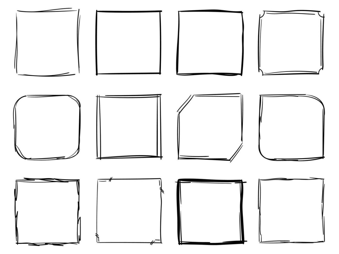 Hand drawn sketch frame vector. Simple doodle rectangle frame border shape vector