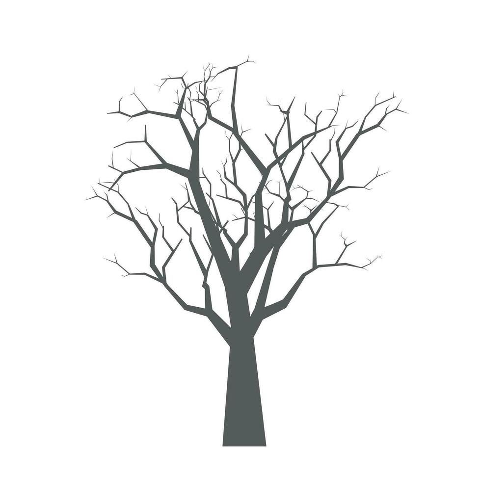 desnudo seco árbol siluetas vector plano diseño. mano dibujado aislado ilustración editable