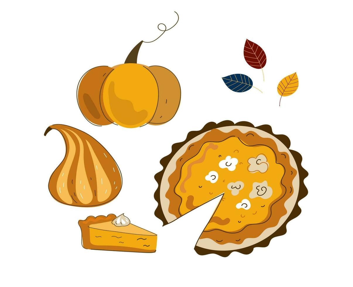 Autumn food vector cartoon flat doodle illustration.