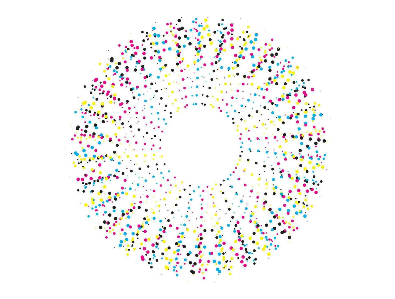 a circular pattern with colorful dots on it, cmyk two circles with colorful dots on them set, cmyk vector illustration of a flower  with a circle and a dot,mandala vector