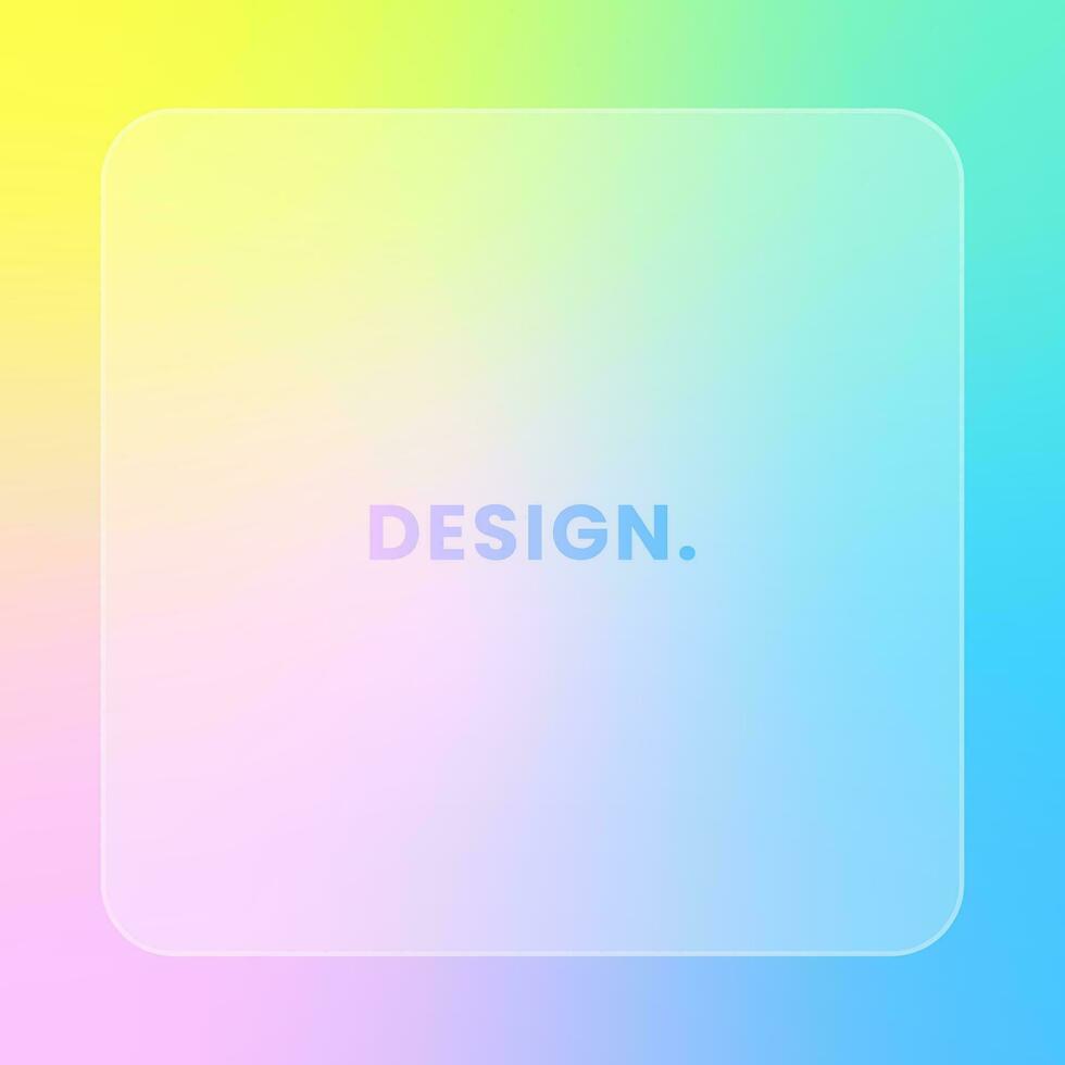 Colorful square gradient background. Social media glassmorphism frame vector illustration.