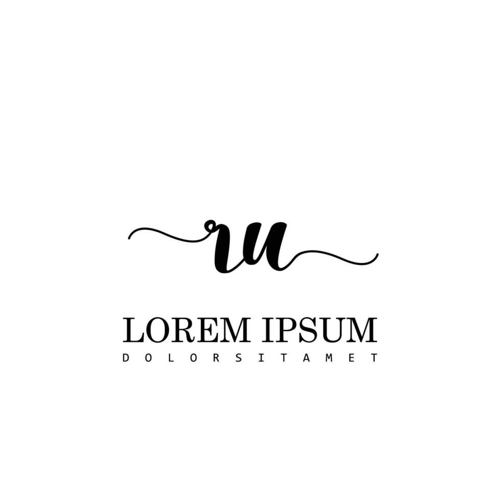RU Initial Handwriting Template Design vector