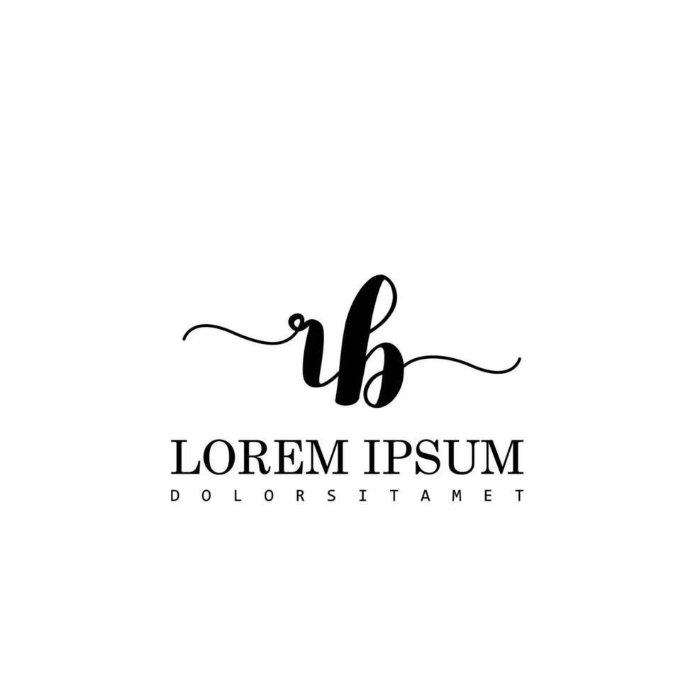 RB Initial Handwriting Template Design vector