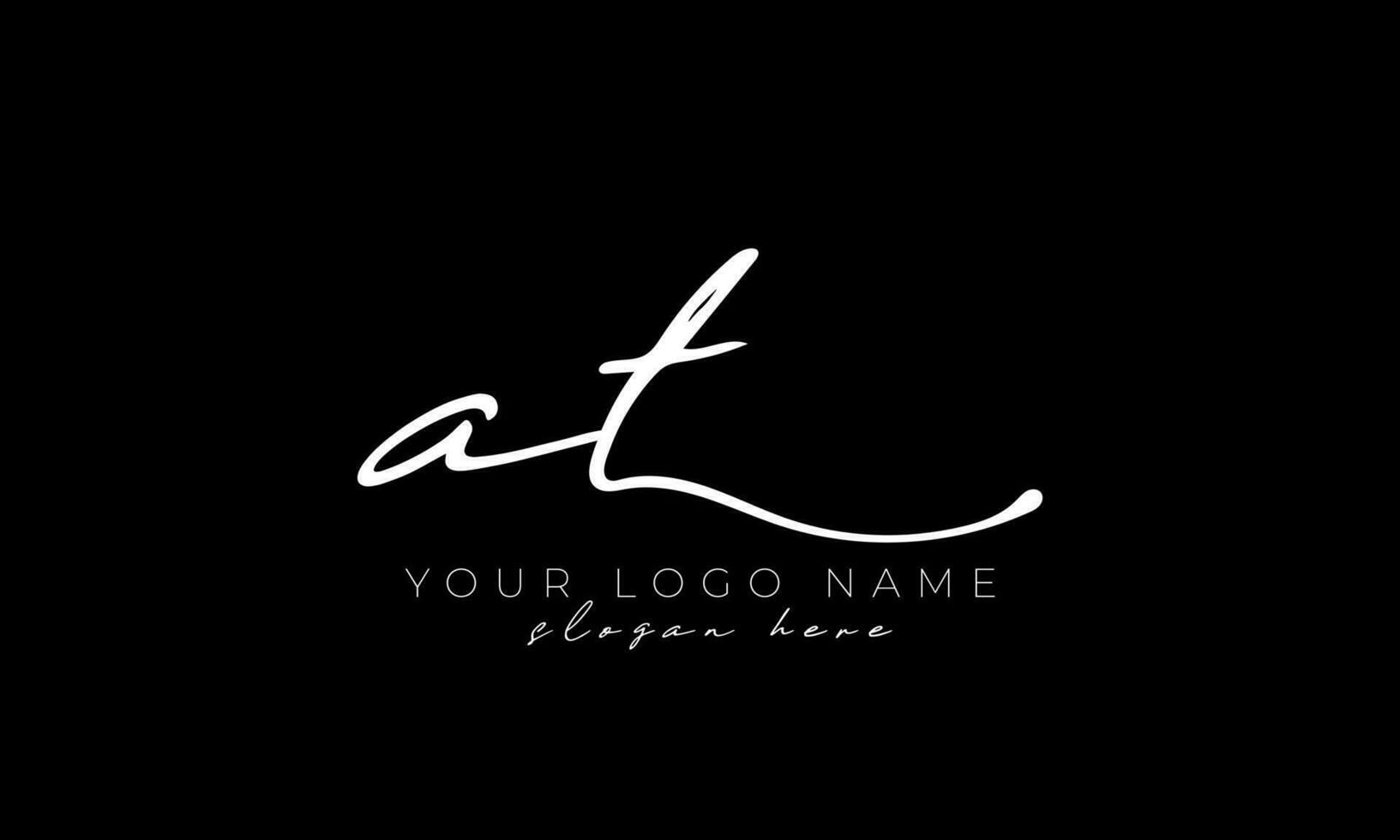 Handwriting letter AT logo design. AT logo design free vector template