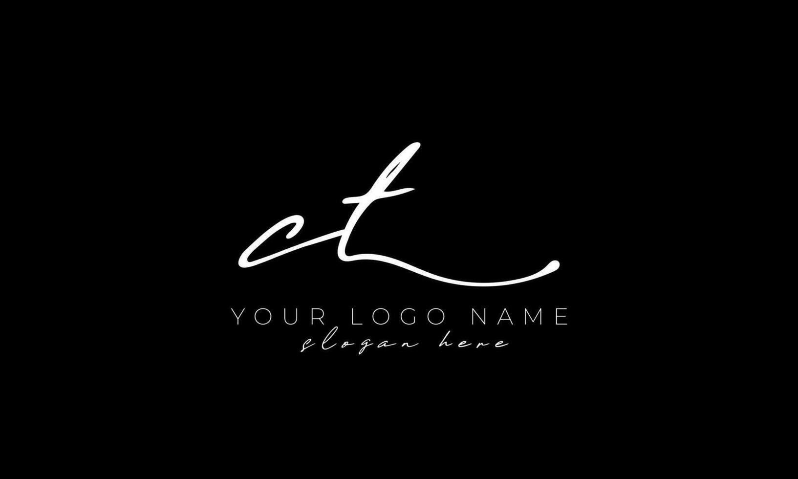 Handwriting letter CT logo design. CT logo design free vector template