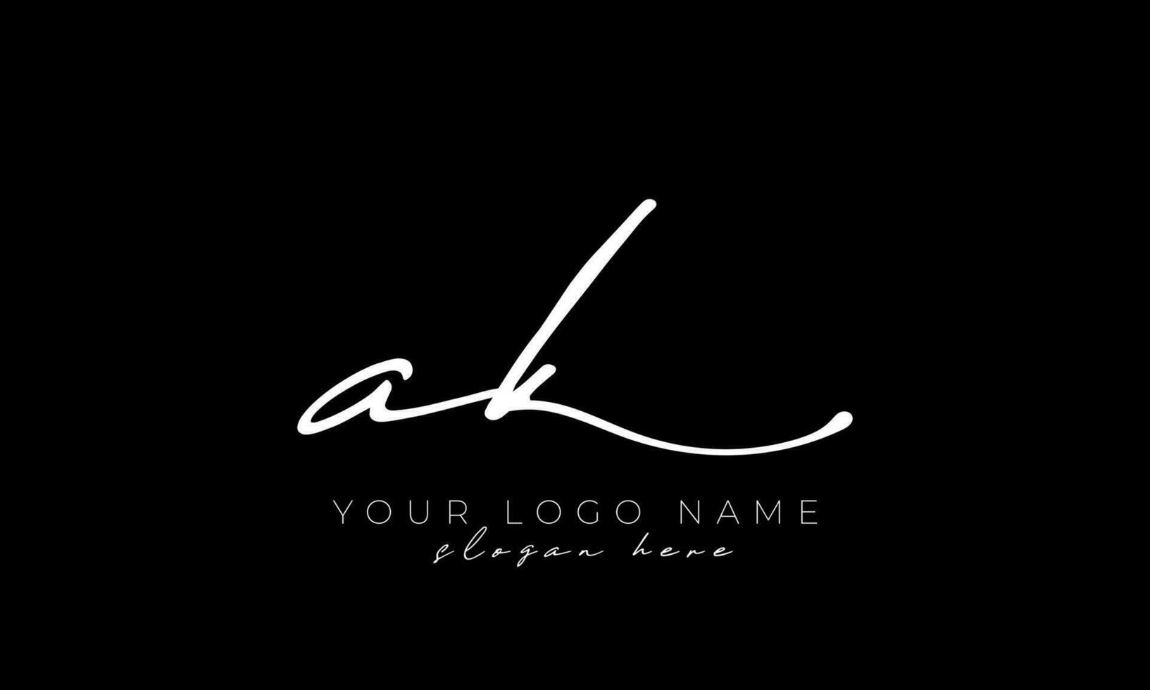 Handwriting letter AK logo design. AK logo design free vector template