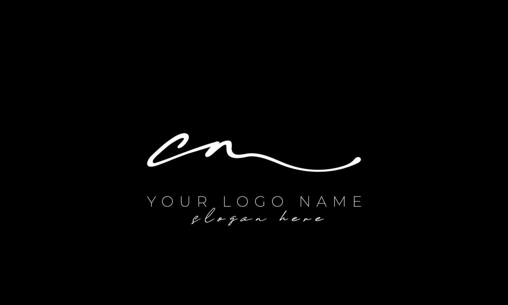 Handwriting letter CN logo design. CN logo design free vector template