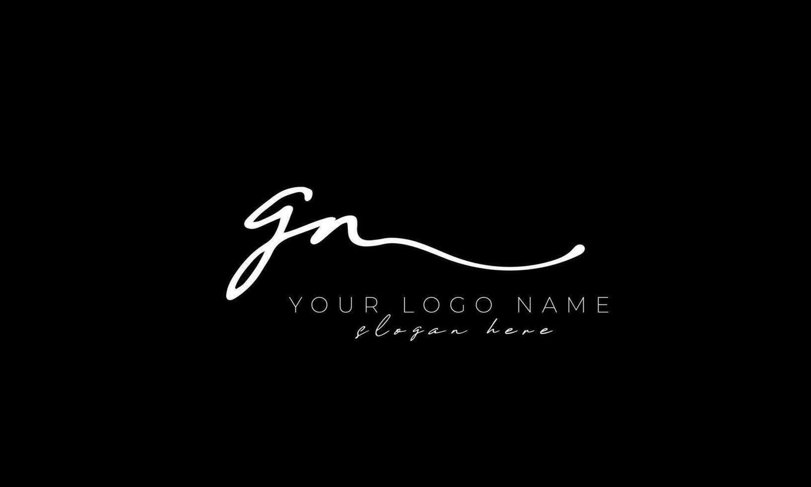 Handwriting letter GN logo design. GN logo design free vector template