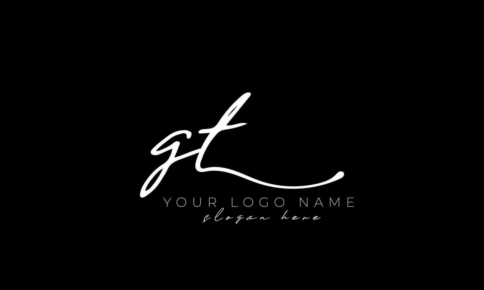 Handwriting letter GT logo design. GT logo design free vector template
