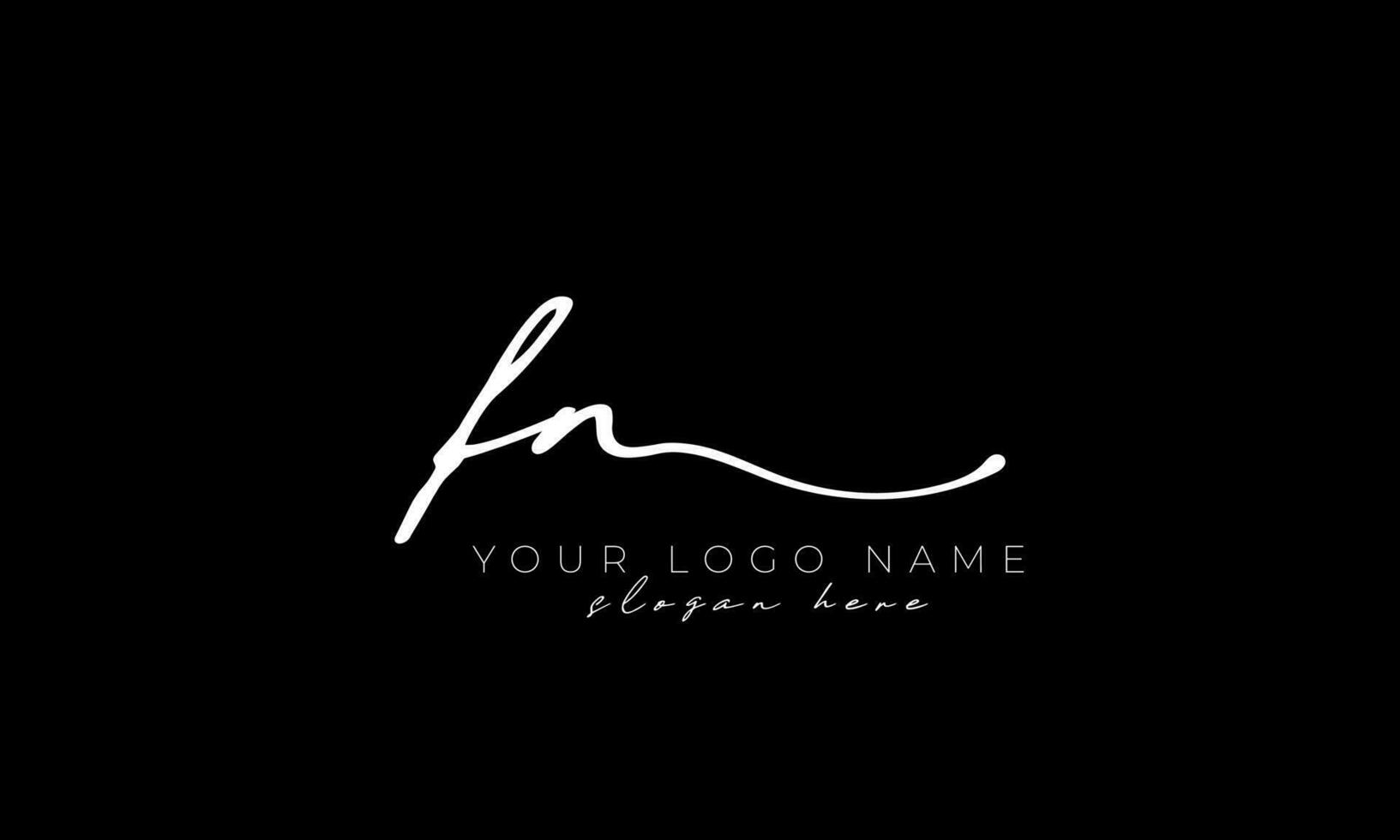 Handwriting letter FN logo design. FN logo design free vector template