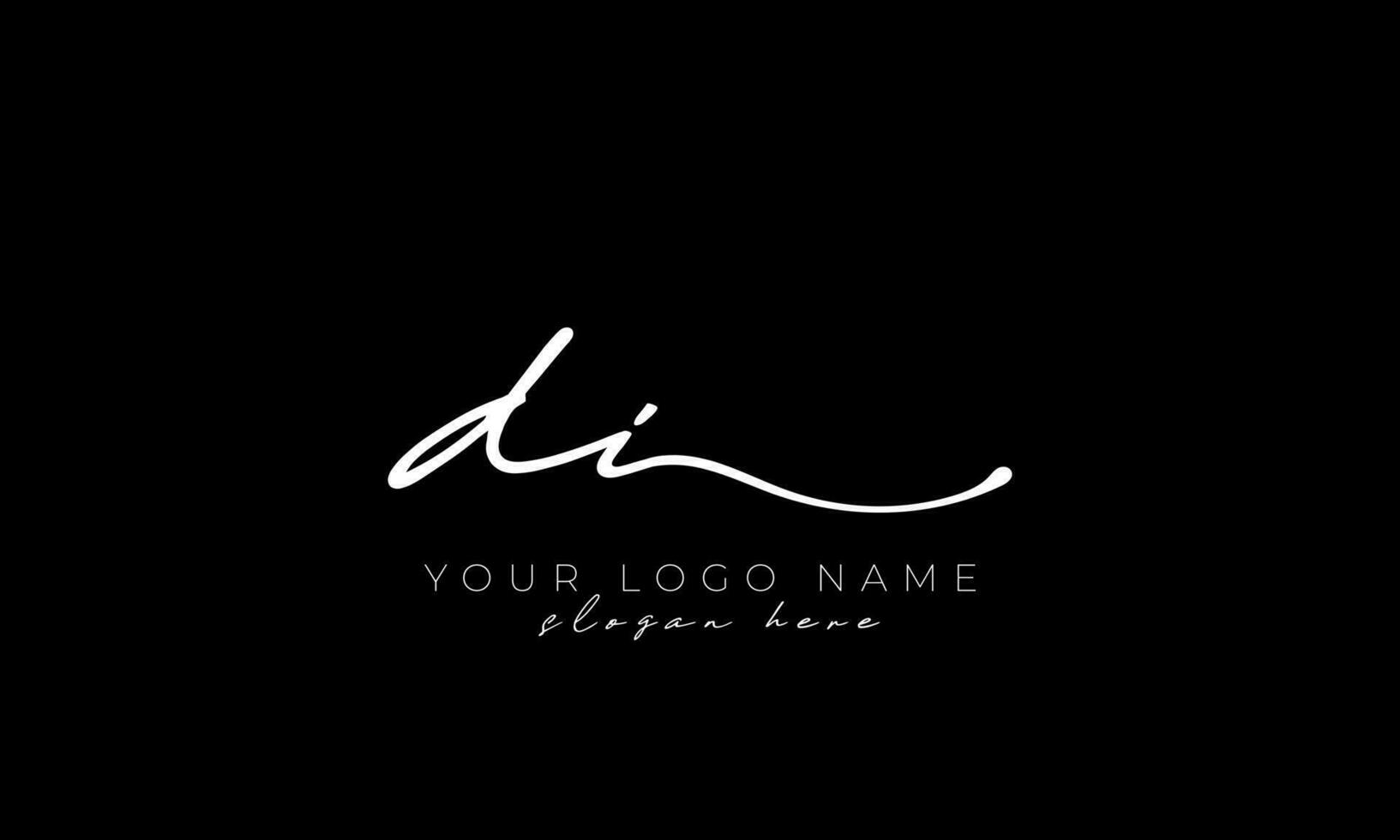 Handwriting letter DI logo design. DI logo design free vector template