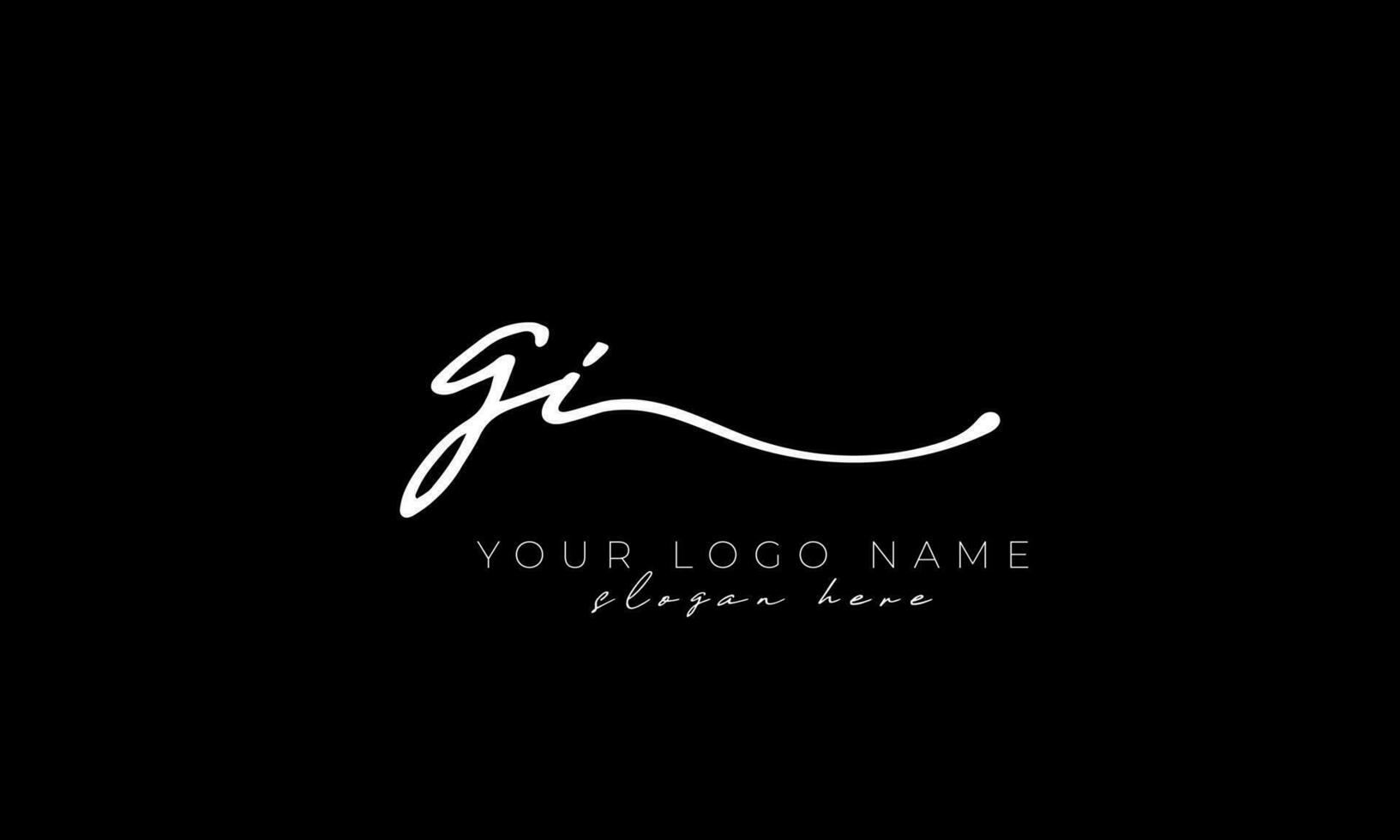 Handwriting letter GI logo design. GI logo design free vector template