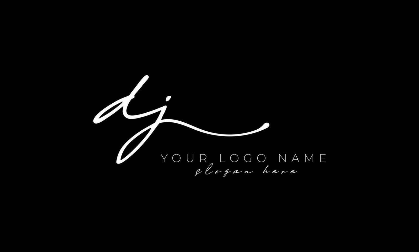 Handwriting letter DJ logo design. DJ logo design free vector template