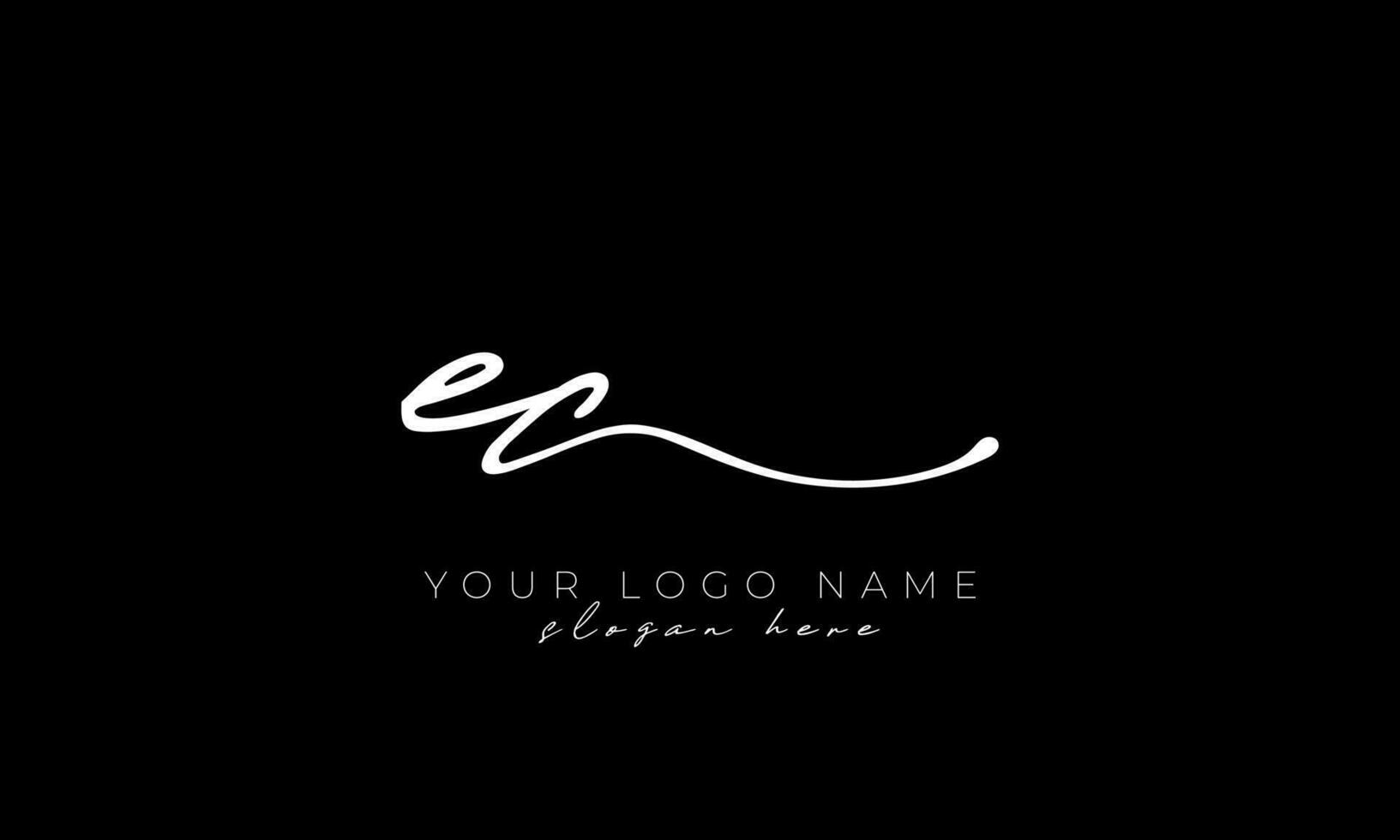 Handwriting letter EC logo design. EC logo design free vector template