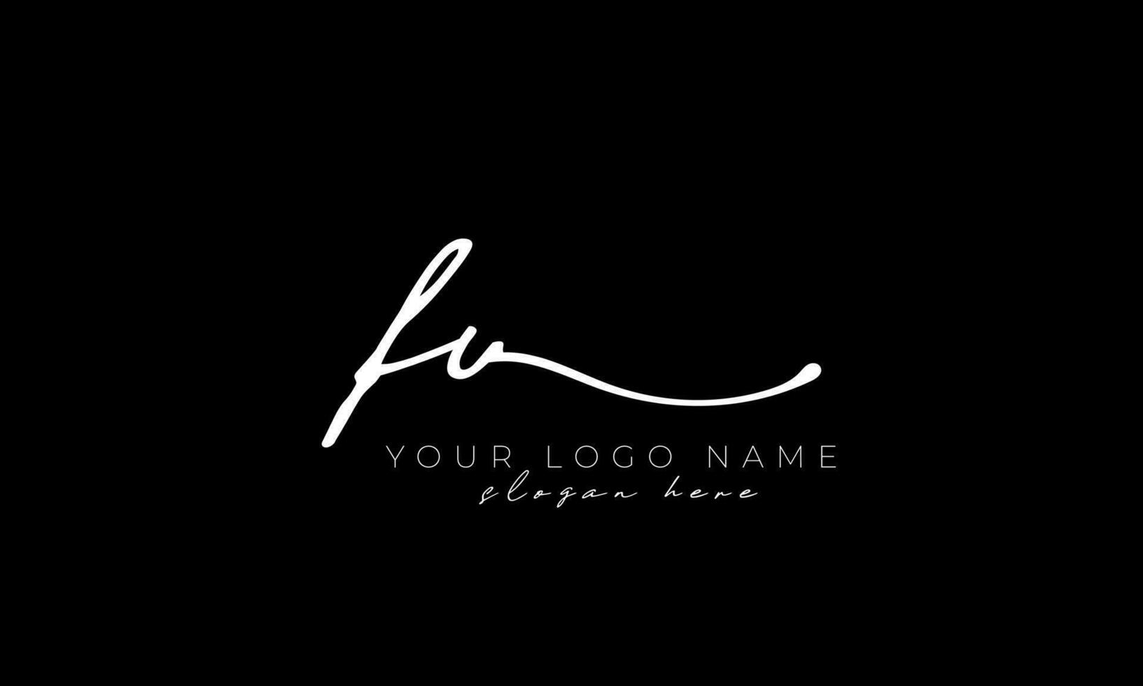 Handwriting letter FV logo design. FV logo design free vector template