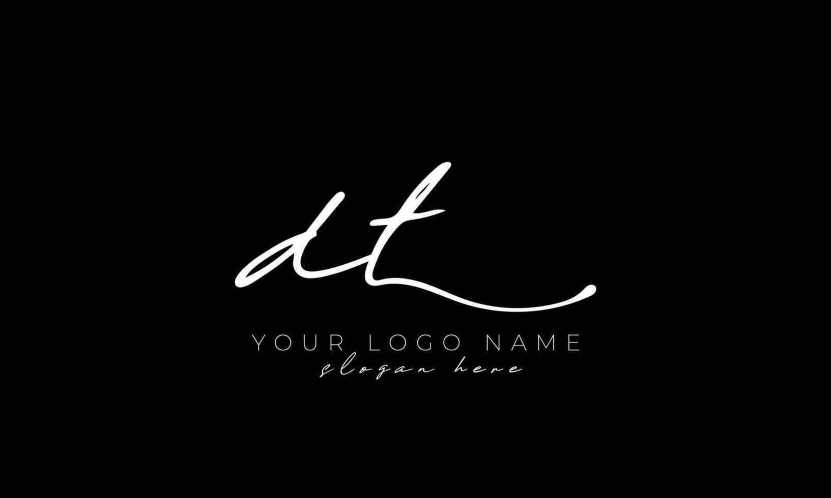 Handwriting letter DT logo design. DT logo design free vector template