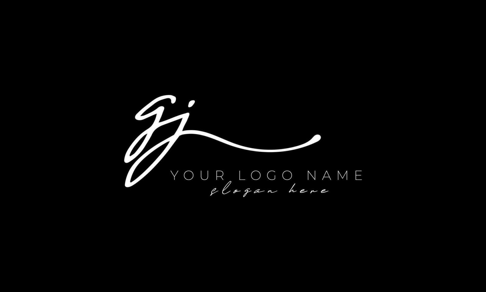 Handwriting letter GJ logo design. GJ logo design free vector template